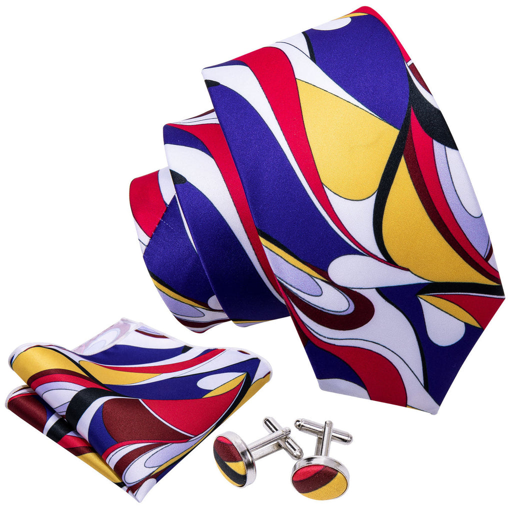 Red, Yellow and Blue Novelty Silk Tie Set - GentCrest - View 3