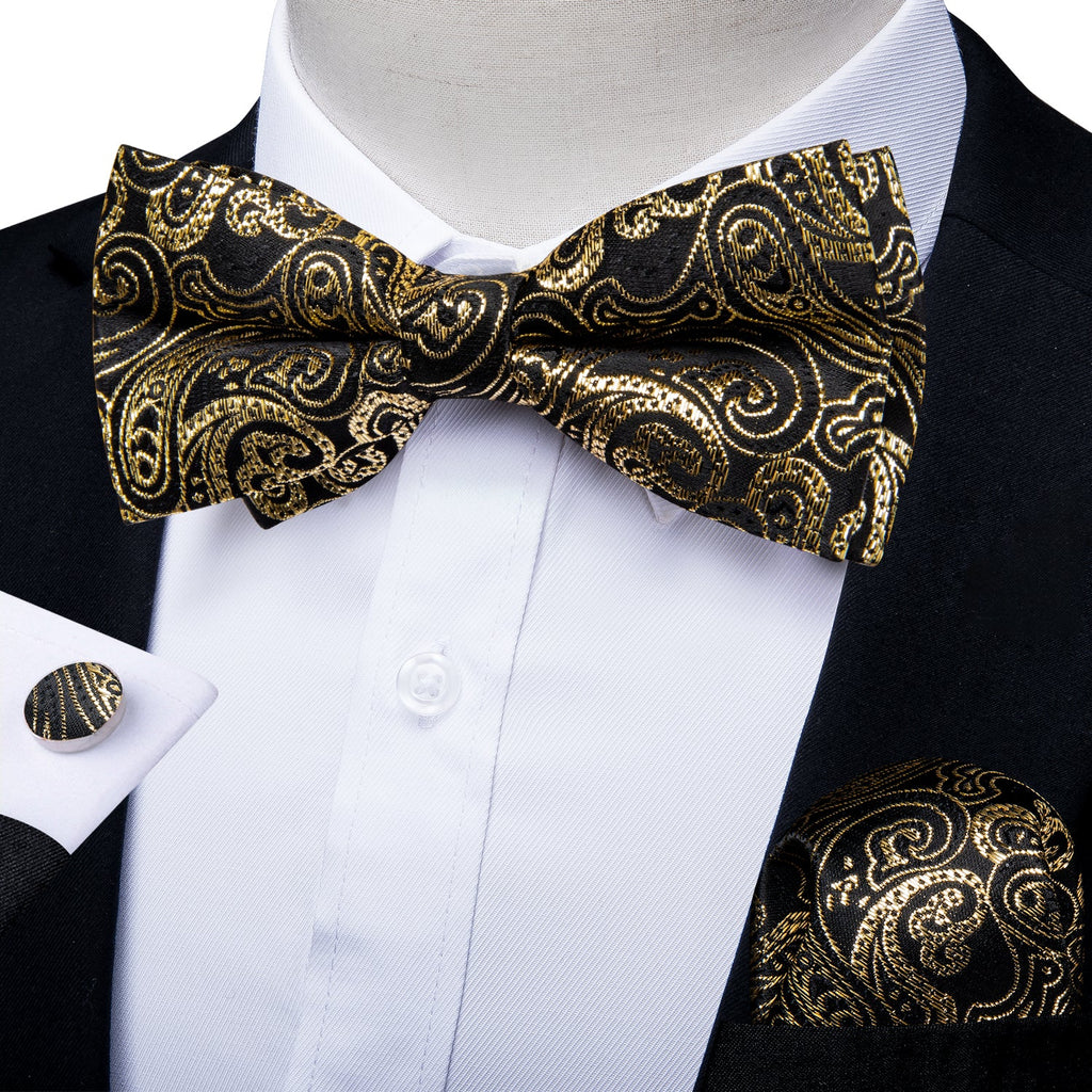 GentCrest Black Paisley Bowtie Set - Image 1