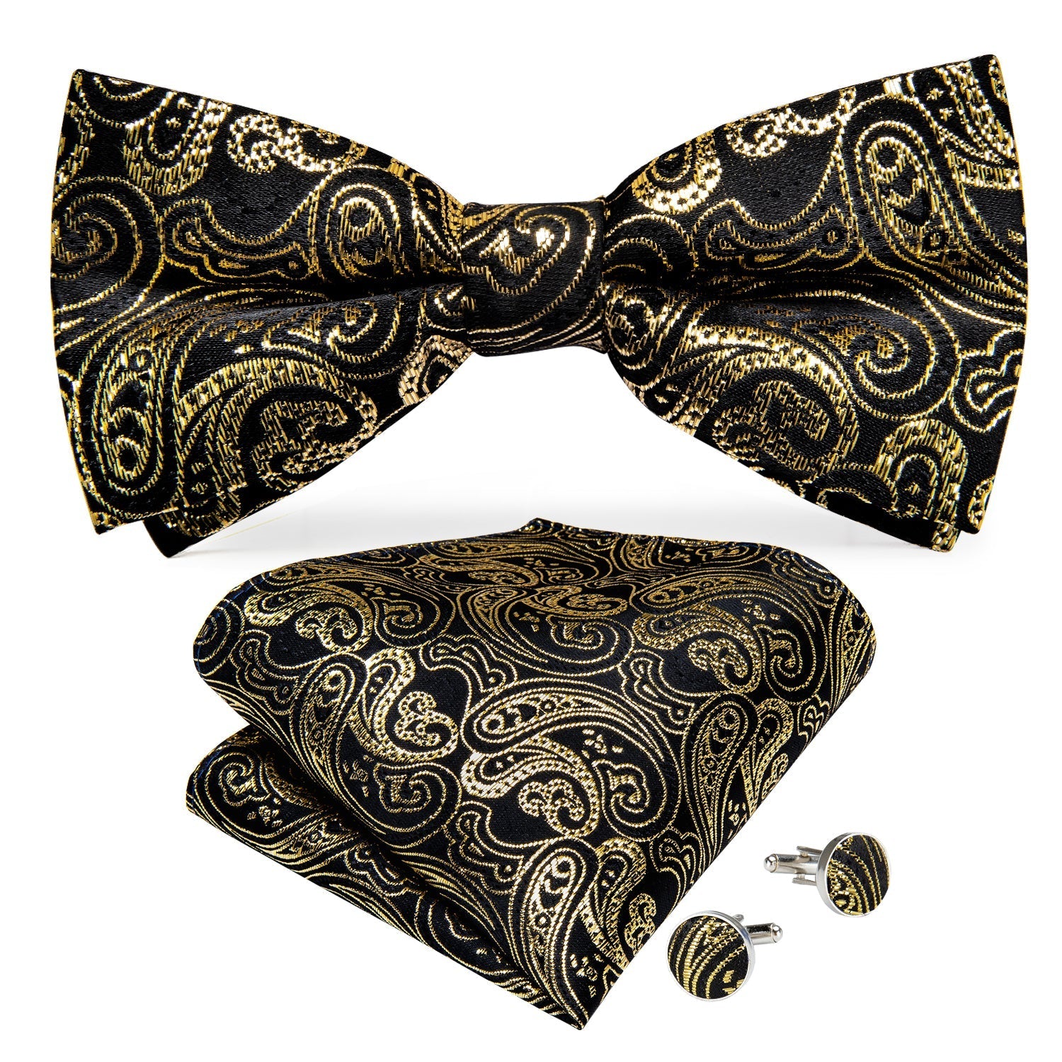 GentCrest Black Paisley Bowtie Set - Image 3