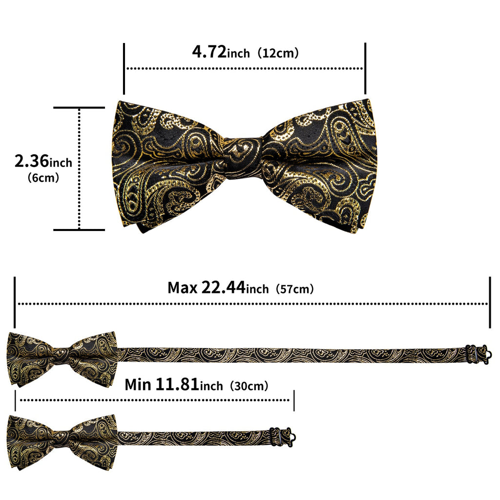 GentCrest Black Paisley Bowtie Set - Image 6