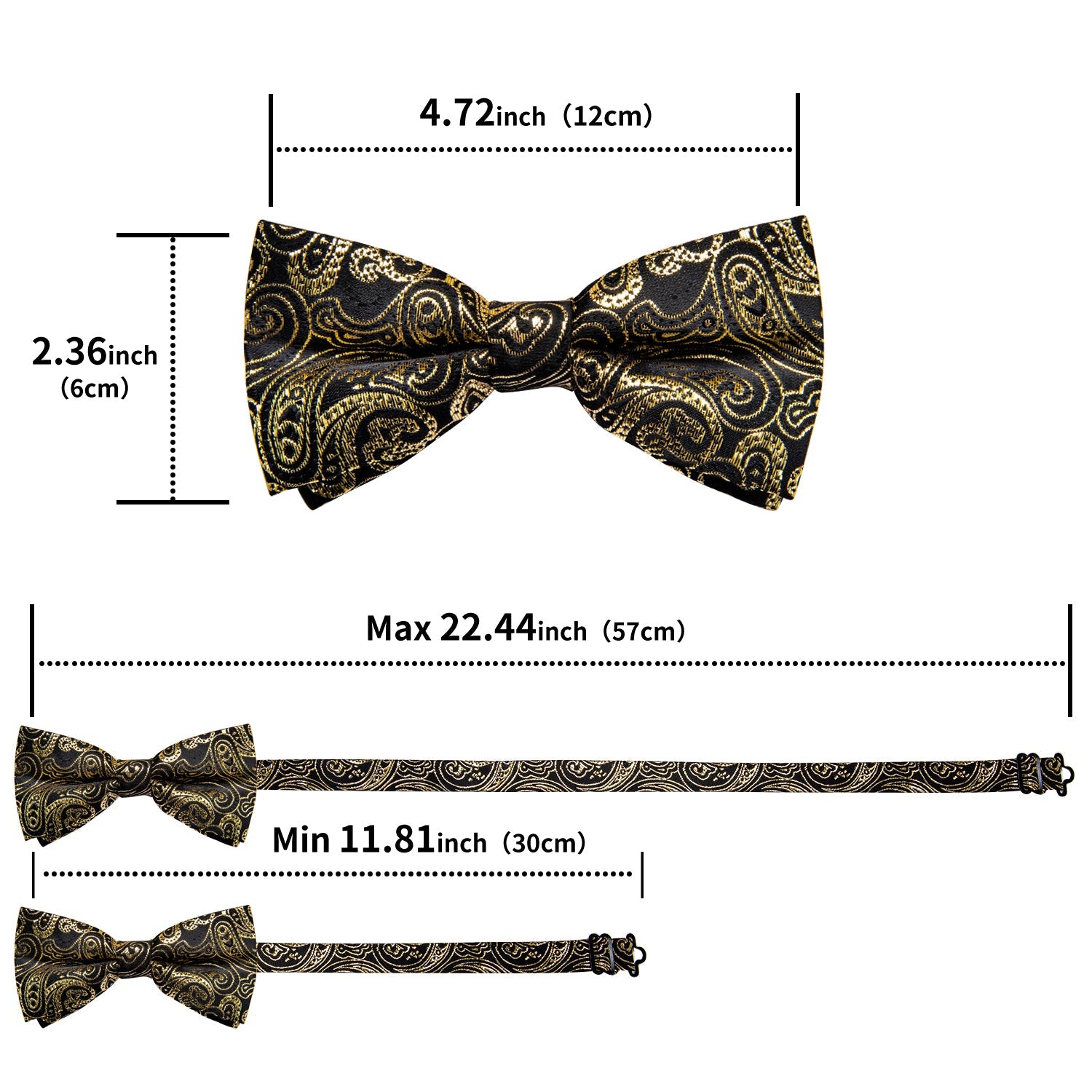 GentCrest Black Paisley Bowtie Set - Image 6