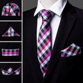 Pink Plaid Silk Tie Set - GentCrest