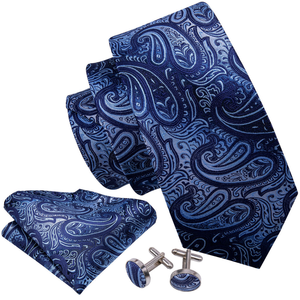 Blue Coral Paisley Silk Tie Set - GentCrest - View 4