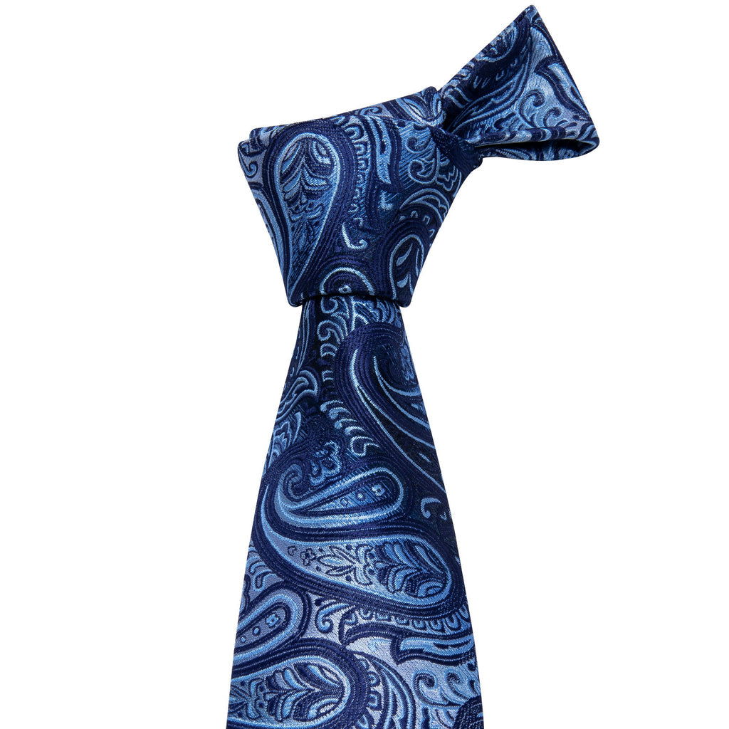 Blue Coral Paisley Silk Tie Set - GentCrest - View 3