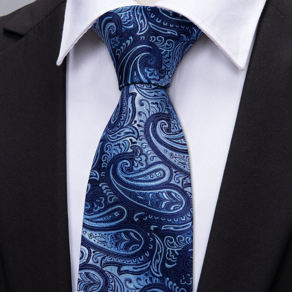 Blue Coral Paisley Silk Tie Set - GentCrest - View 2