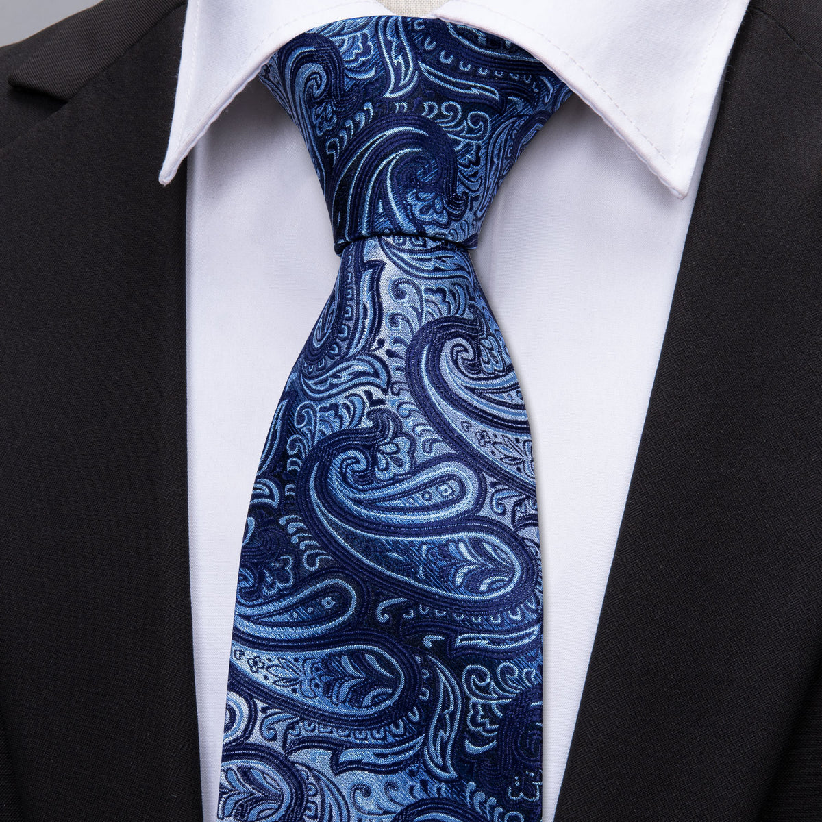 Blue Coral Paisley Silk Tie Set - GentCrest - View 2