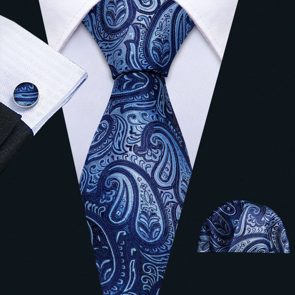 Blue Coral Paisley Silk Tie Set - GentCrest