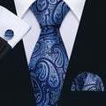 Blue Coral Paisley Silk Tie Set - GentCrest
