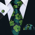 Green Jacquard Floral Silk Tie Set - GentCrest