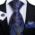 GentCrest Blue Paisley Tie Hanky Cufflinks Set - Image 1