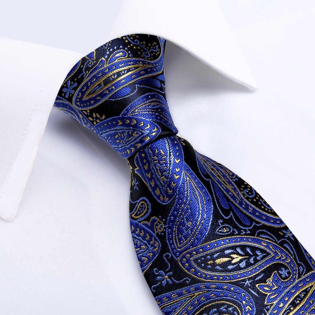 GentCrest Blue Paisley Tie Hanky Cufflinks Set - Image 3