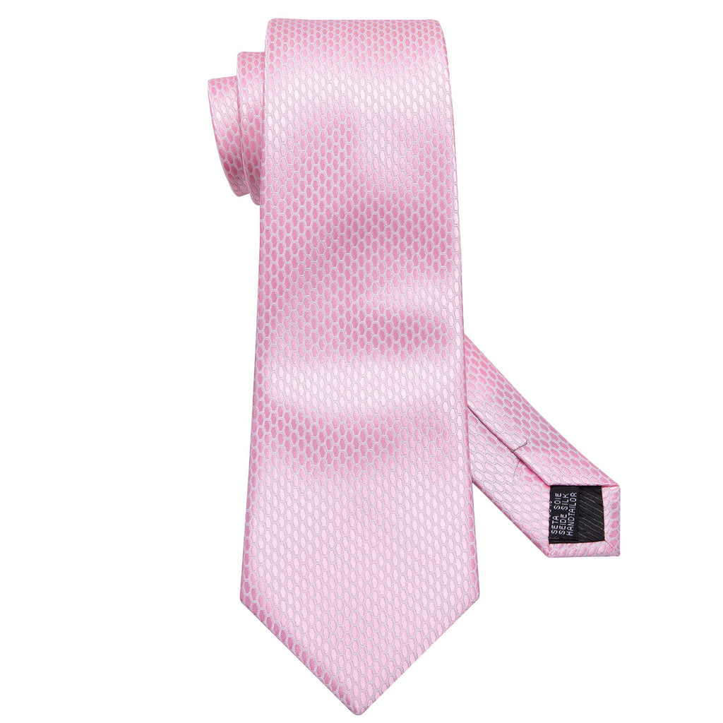 Pink Solid Silk Tie Set - GentCrest - View 4