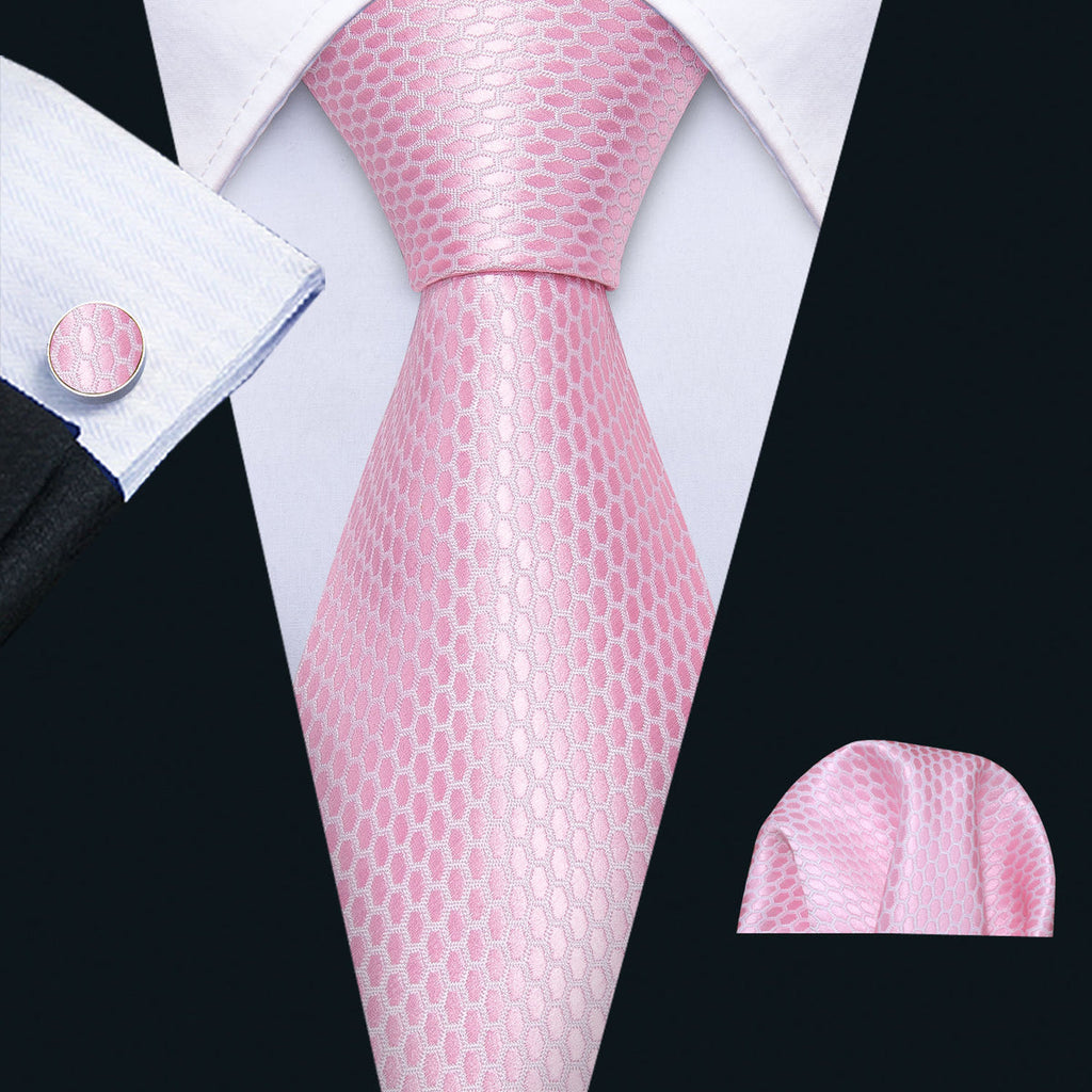 Pink Solid Silk Tie Set - GentCrest