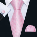 Pink Solid Silk Tie Set - GentCrest