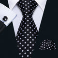 Black & White Polka Dot Silk Tie Set - GentCrest