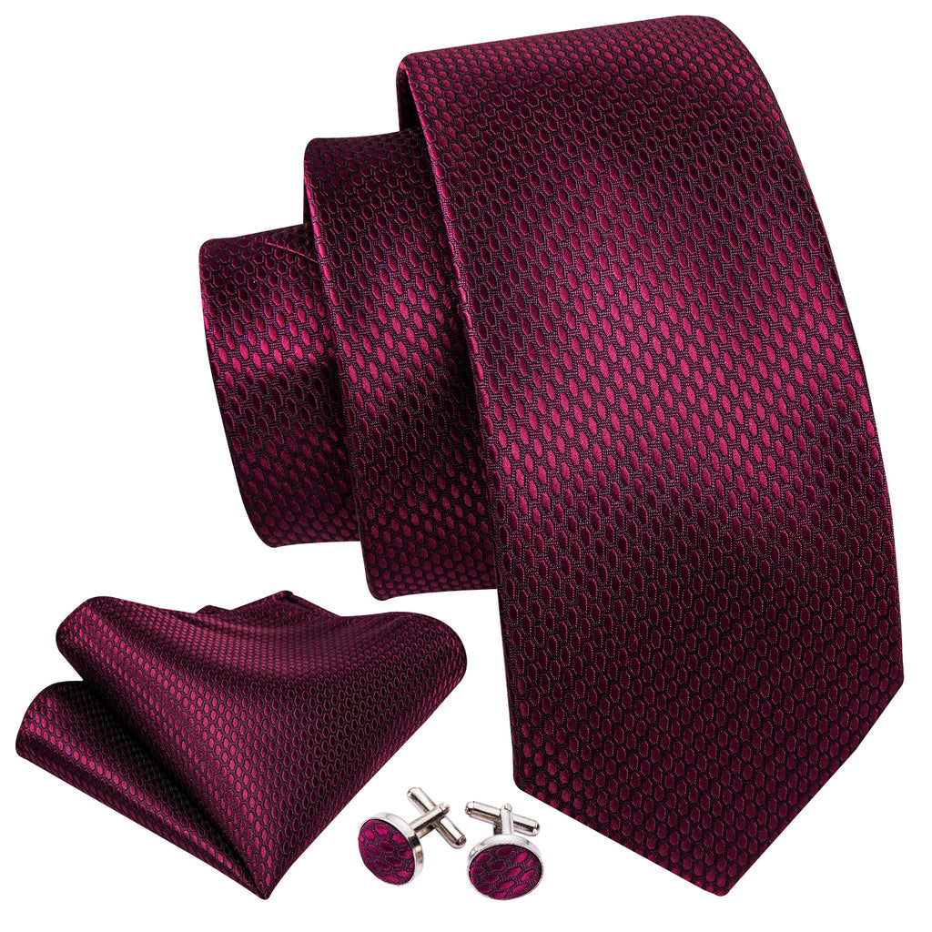 Red Geometric Polka Dot Silk Tie Set - GentCrest - View 3
