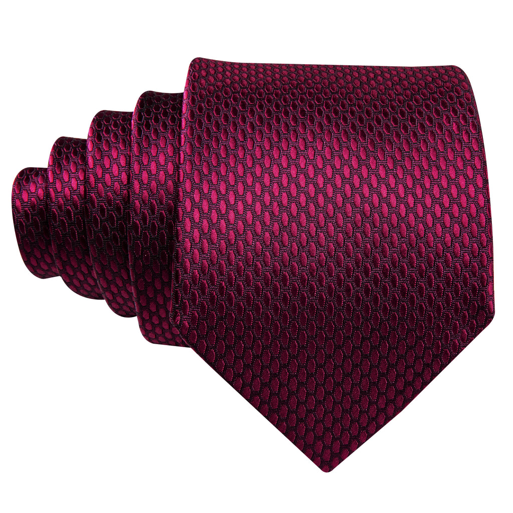 Red Geometric Polka Dot Silk Tie Set - GentCrest - View 5