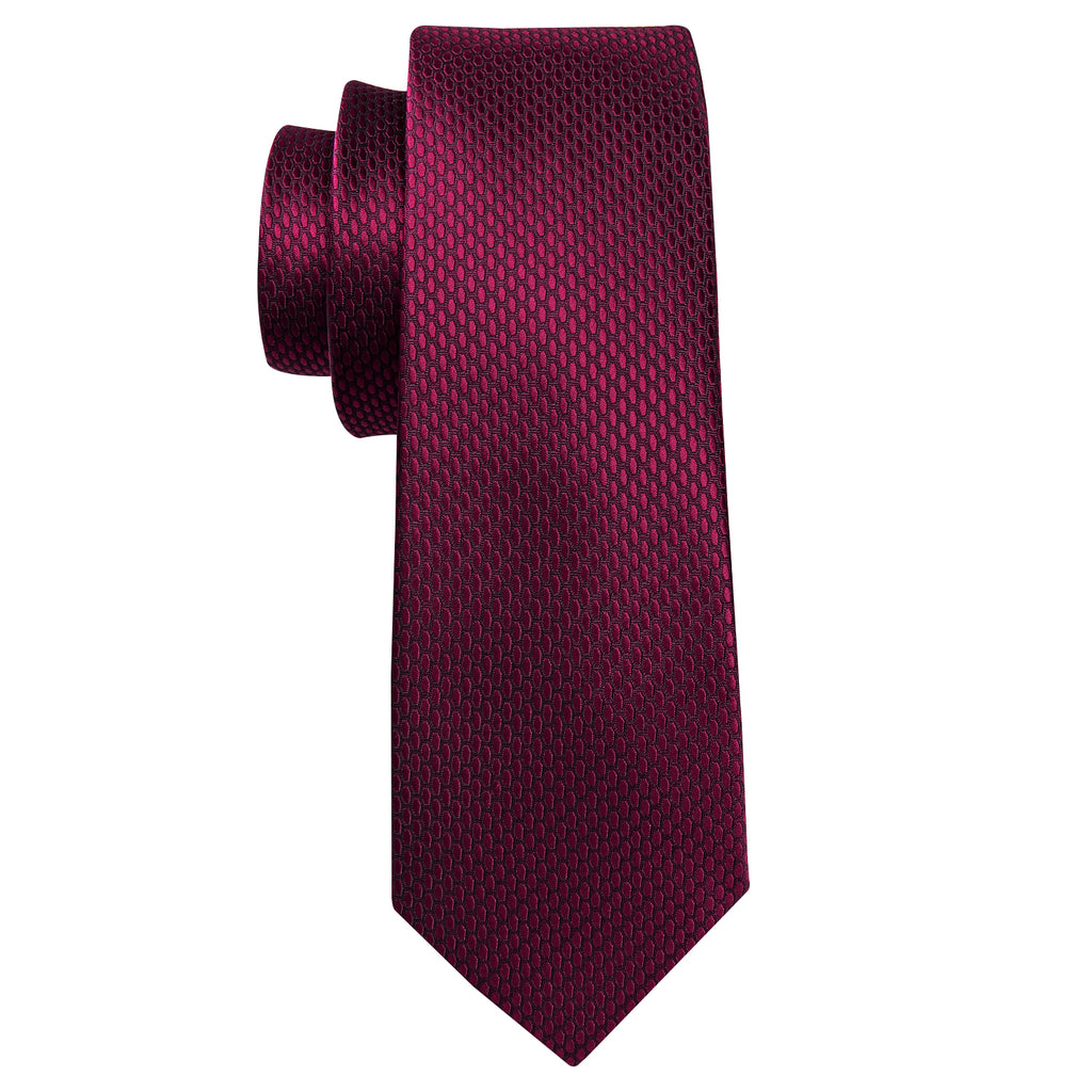 Red Geometric Polka Dot Silk Tie Set - GentCrest - View 4