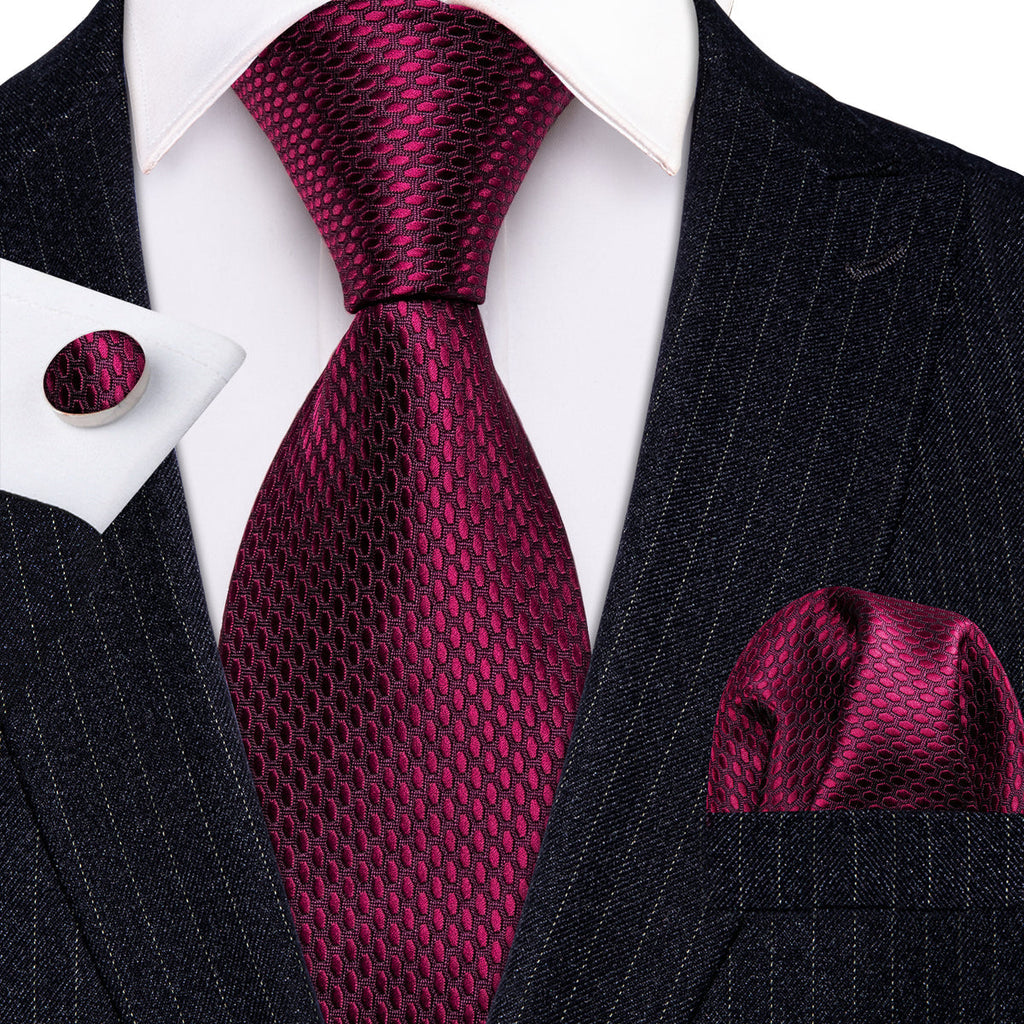 Red Geometric Polka Dot Silk Tie Set - GentCrest