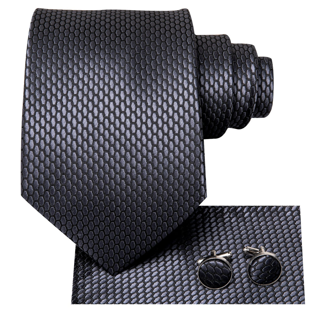 GentCrest Grey Geometric Tie Hanky Cufflinks Set - Image 3
