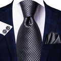 GentCrest Grey Geometric Tie Hanky Cufflinks Set - Image 1