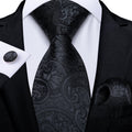 GentCrest Black Paisley Tie Hanky Cufflinks Set - Image 1