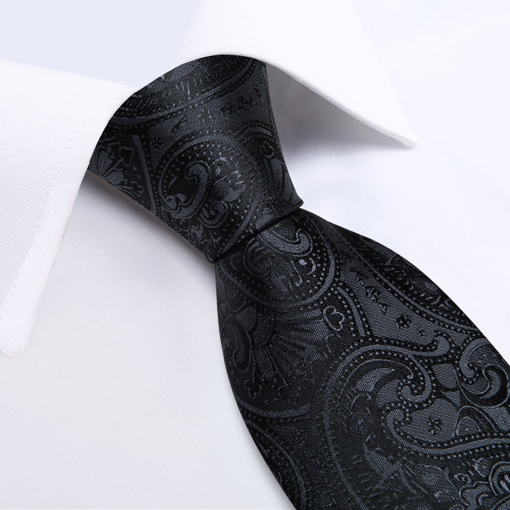 GentCrest Black Paisley Tie Hanky Cufflinks Set - Image 3