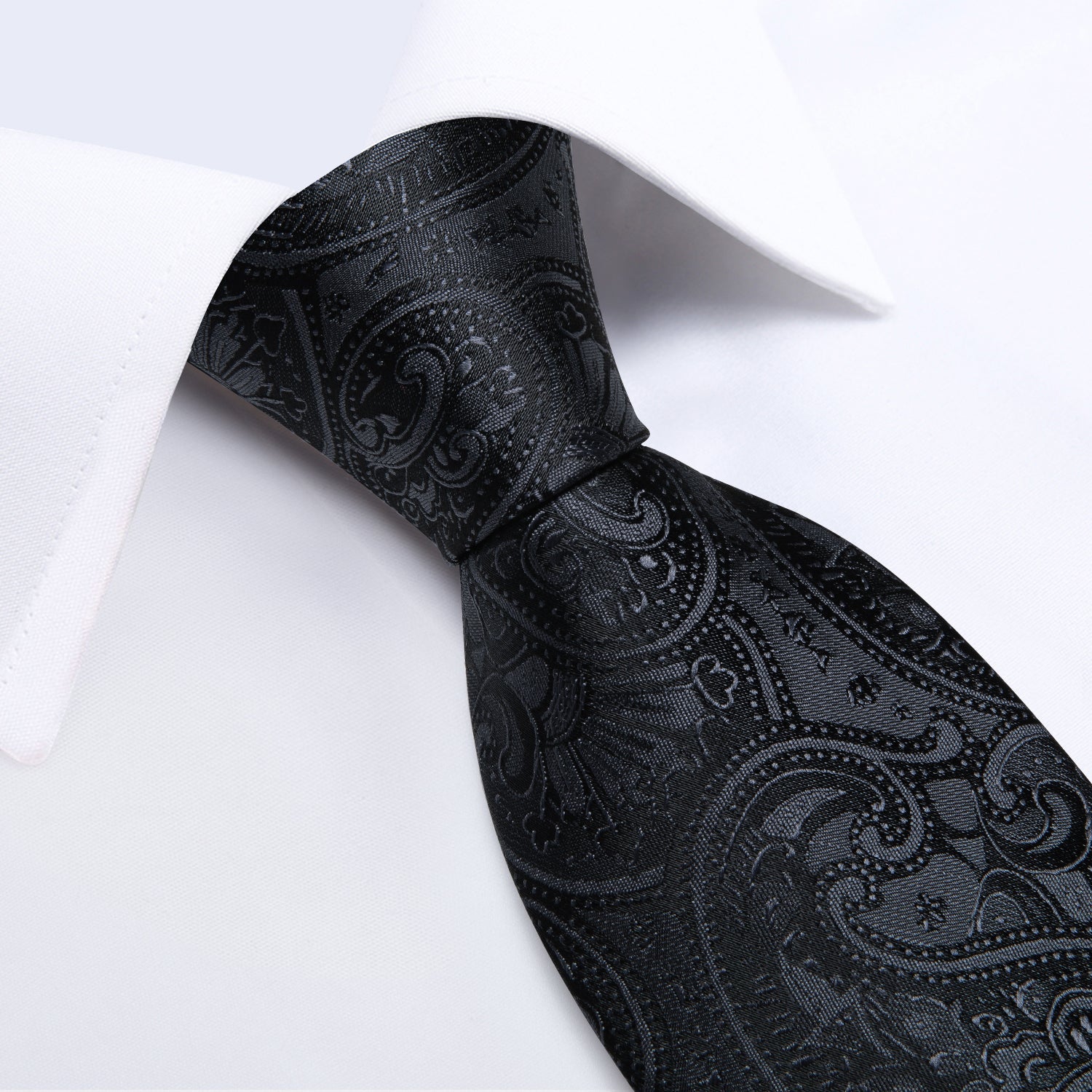 GentCrest Black Paisley Tie with Accessories - Image 2
