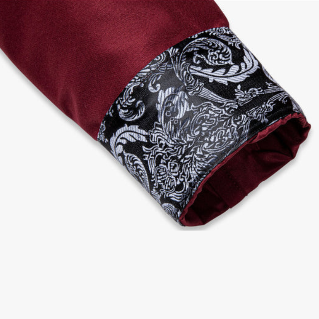 Burgundy With Black Paisley Accent Dress Shirt - GentCrest - View 5