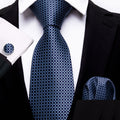 Dark Blue Plaid Silk Tie Set - GentCrest
