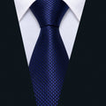 Navy Blue Geometric Silk Tie Set - GentCrest