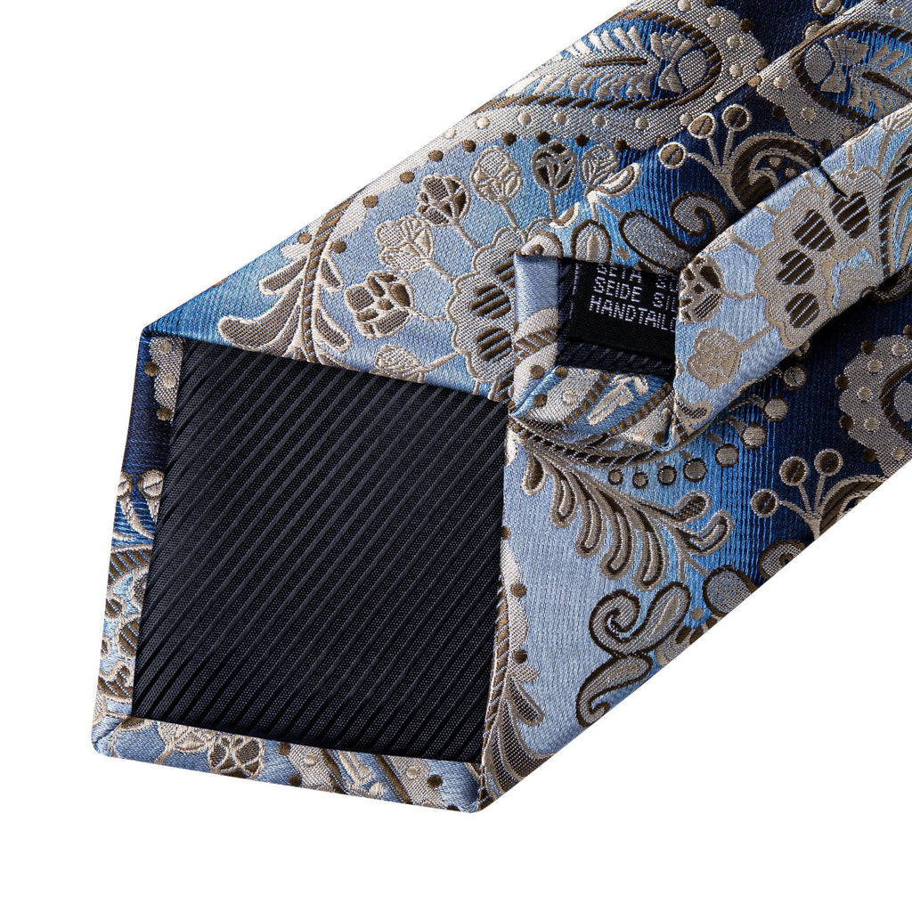 Slate Blue & Silver Paisley Silk Tie Set - GentCrest - View 5
