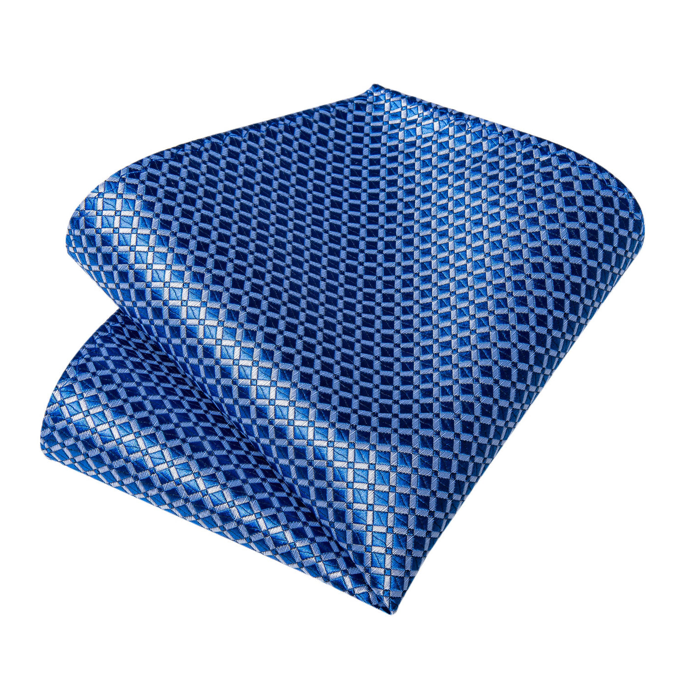 Modern Blue Plaid Silk with Pocket Square and Cufflinks Silk Tie Set - GentCrest - View 4