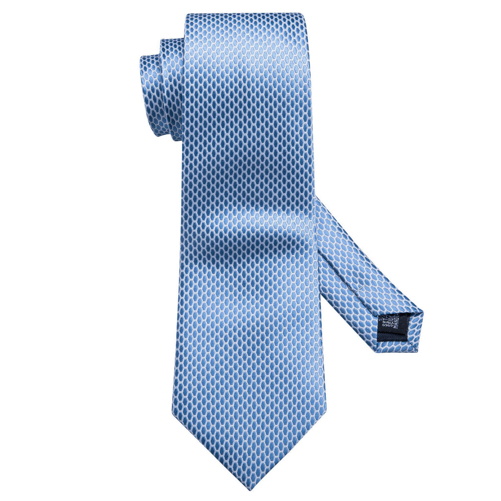 Sky Blue Geometric Silk Tie Set - GentCrest - View 4