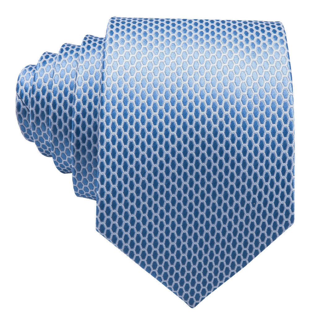 Sky Blue Geometric Silk Tie Set - GentCrest - View 5