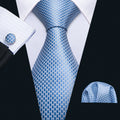 Sky Blue Geometric Silk Tie Set - GentCrest