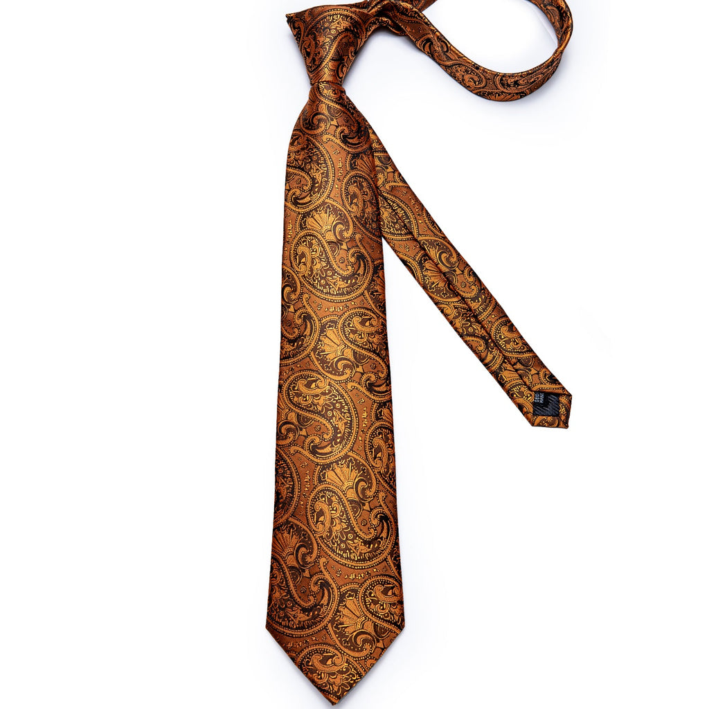 GentCrest Orange Paisley Tie Hanky Cufflinks Set - Image 4