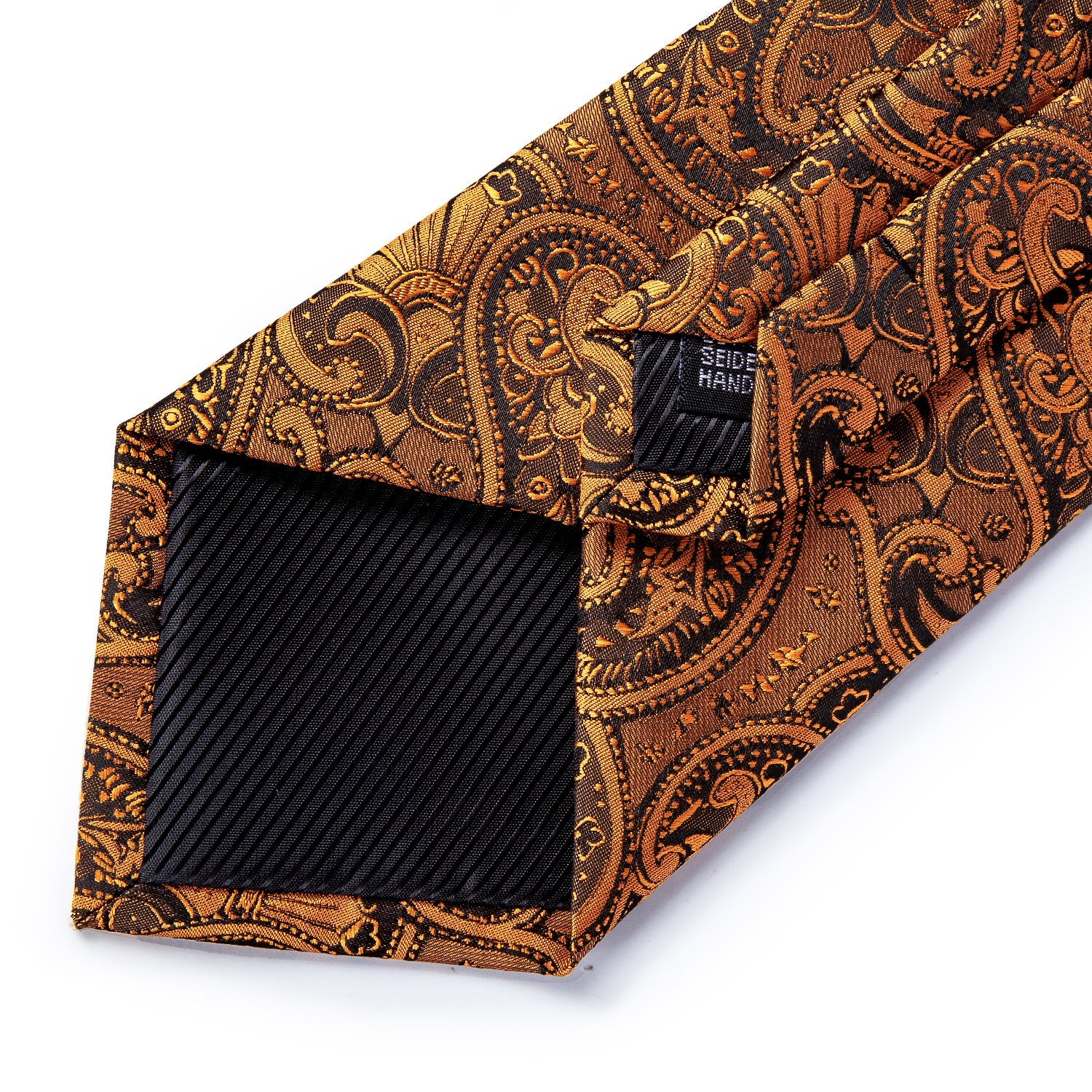 GentCrest Orange Paisley Tie Hanky Cufflinks Set - Image 6
