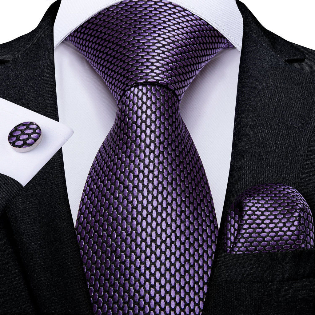 GentCrest Purple Polka Dot Tie Hanky Cufflinks Set - Image 1