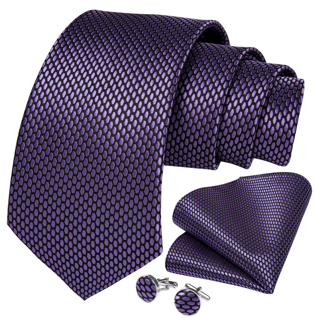 GentCrest Purple Polka Dot Tie Hanky Cufflinks Set - Image 2