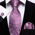 Blush Pink Paisley Silk Tie Set - GentCrest
