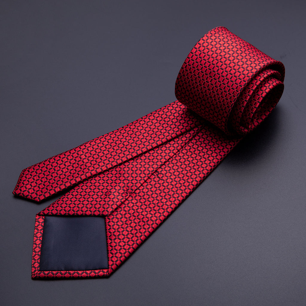 Red Plaid Silk Tie Set - GentCrest - View 5