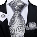 GentCrest White Paisley Tie Hanky Cufflinks Set - Image 1