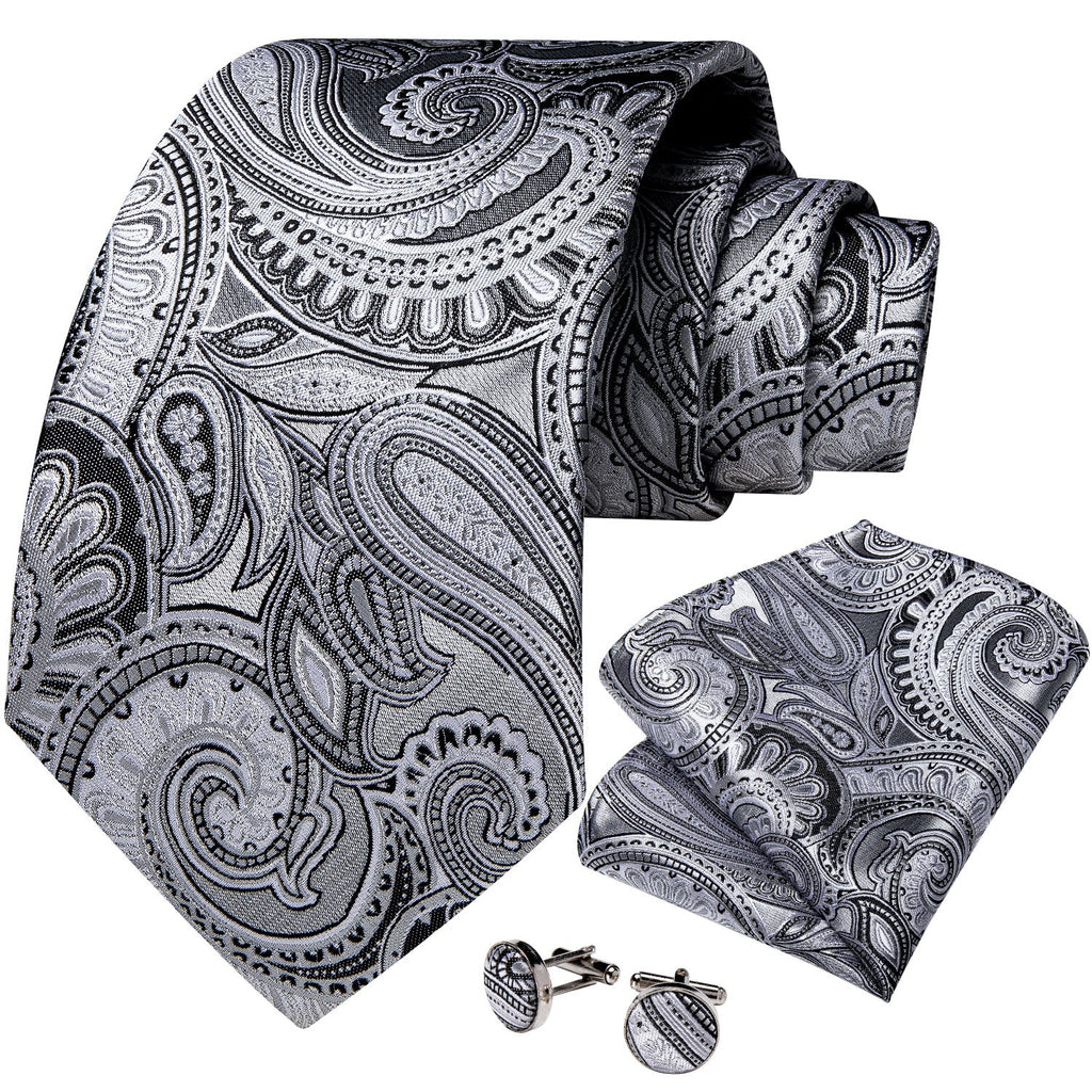 GentCrest White Paisley Tie Hanky Cufflinks Set - Image 2