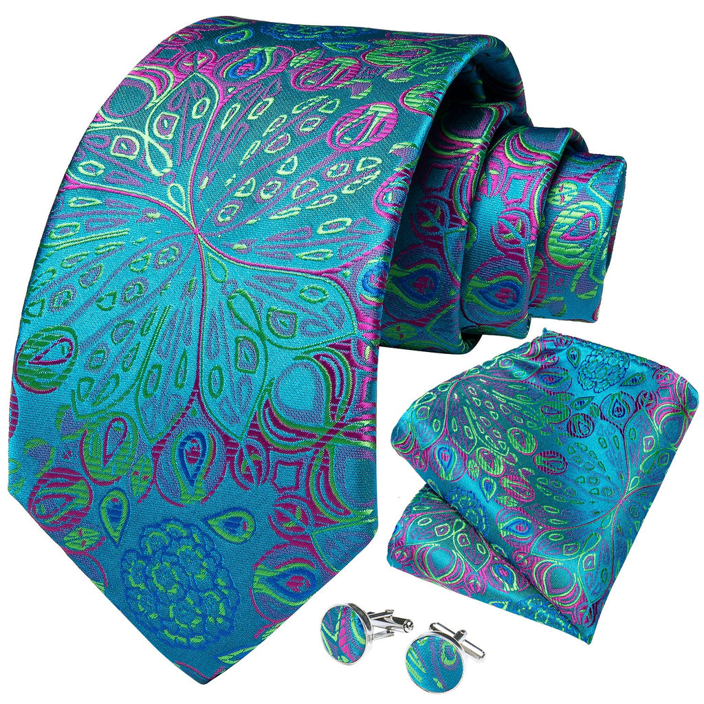GentCrest Blue Paisley Tie Hanky Cufflinks Set - Image 2