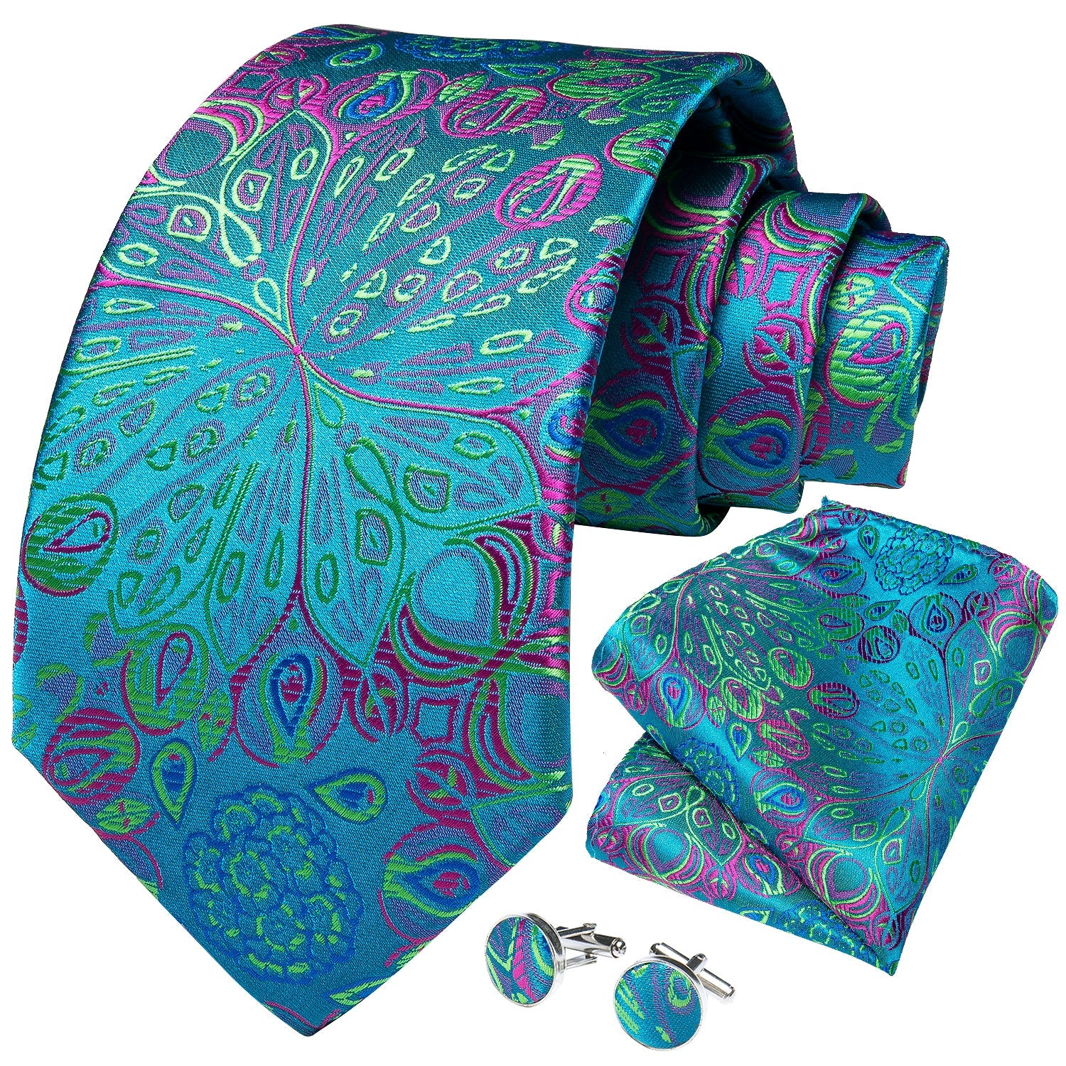 GentCrest Blue Paisley Tie Hanky Cufflinks Set - Image 2