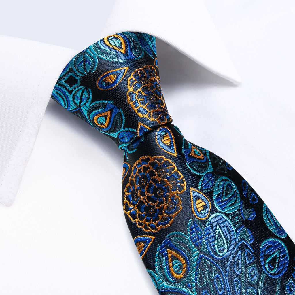GentCrest Blue Floral Tie Hanky Cufflinks Set - Image 3