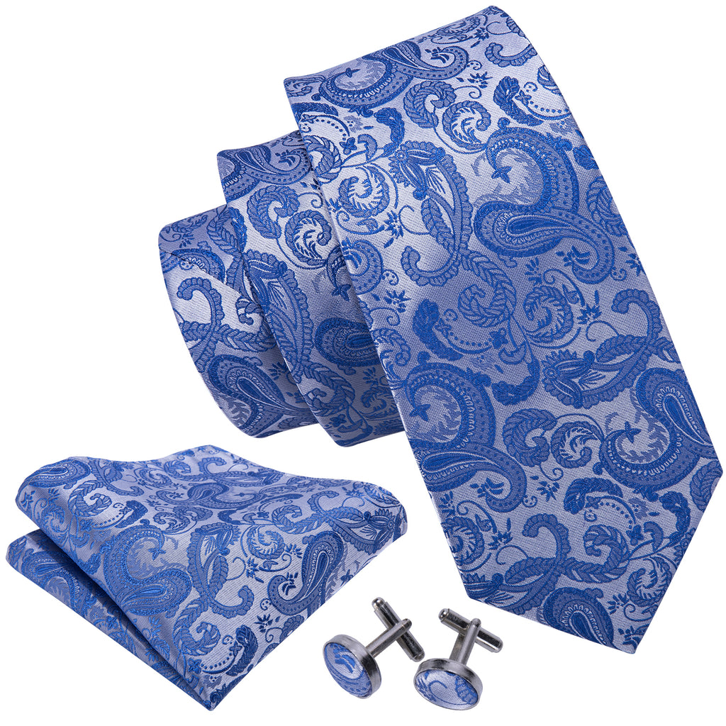 Blue Paisley Silk Tie Set - GentCrest - View 3