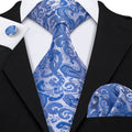 Blue Paisley Silk Tie Set - GentCrest