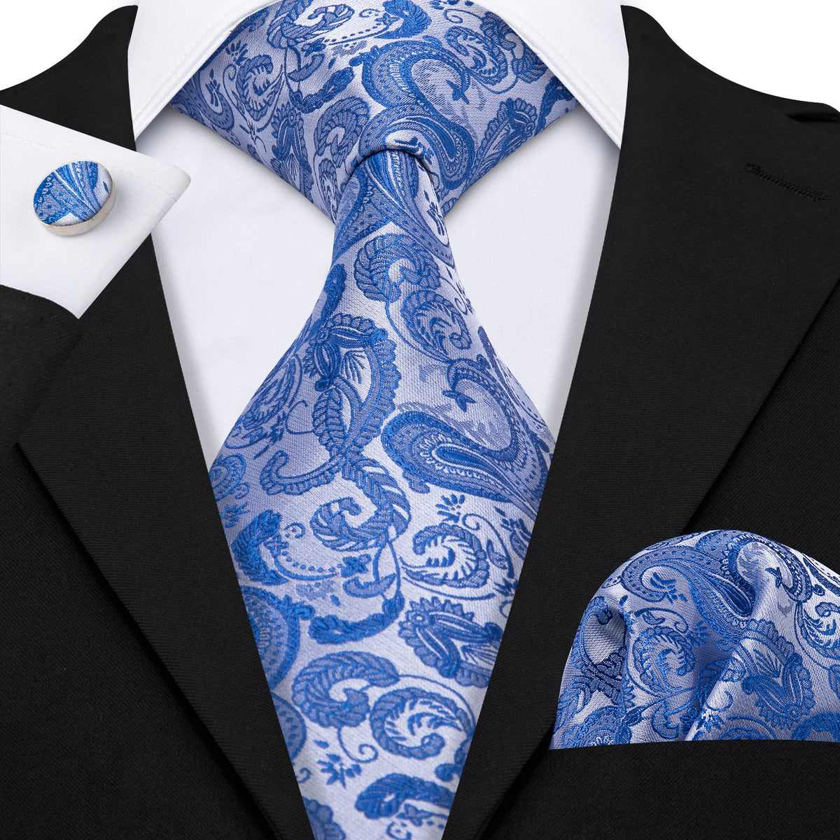 Blue Paisley Silk Tie Set - GentCrest